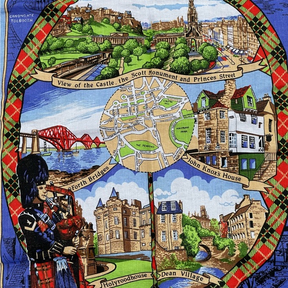 Vintage Edinburgh Scotland Scottish Souvenir Linen Tea Towel - Picture 5 of 8
